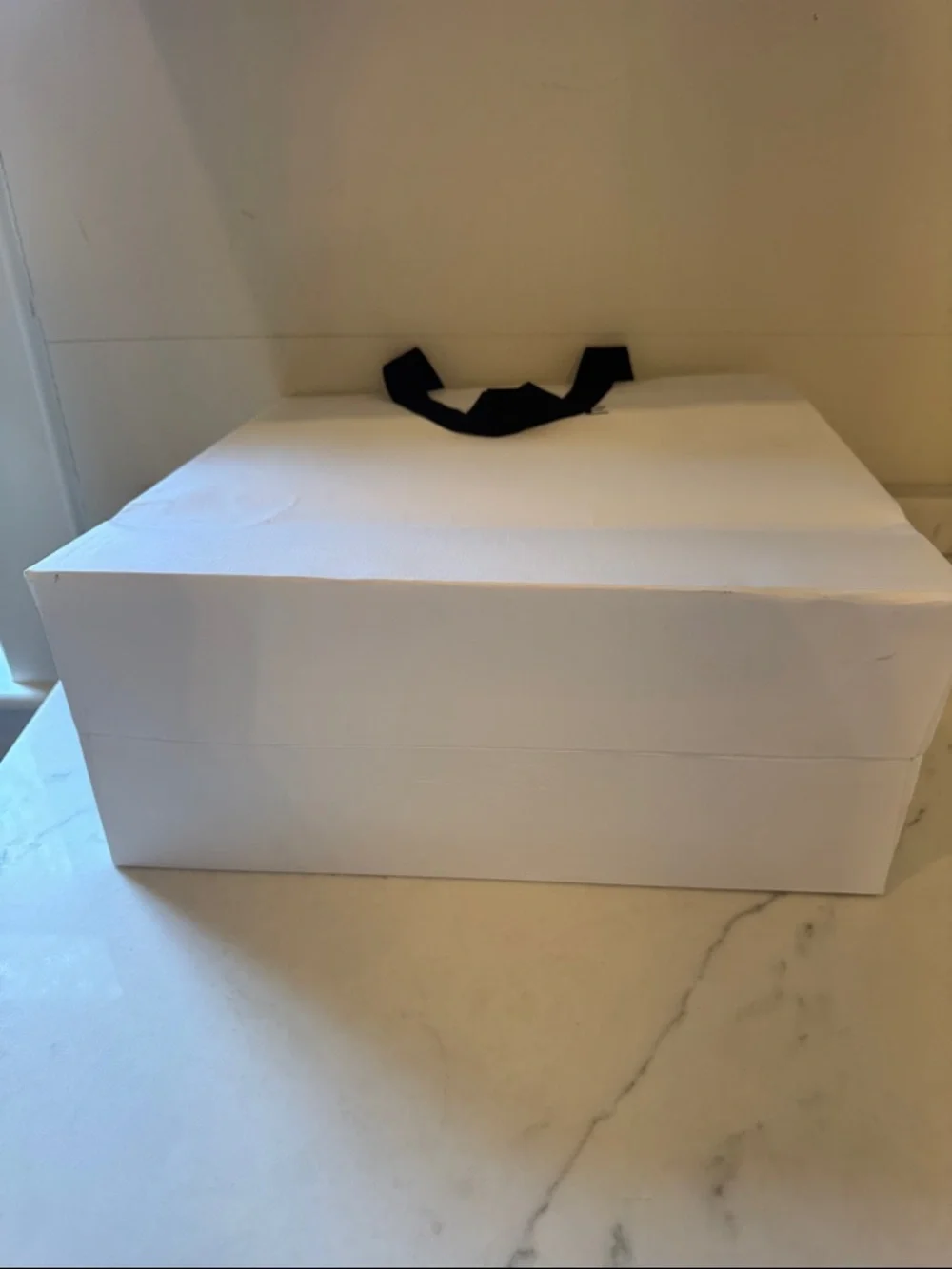 Celine White Shopper Bag with Black Ribbon Handles approx 16x26x7